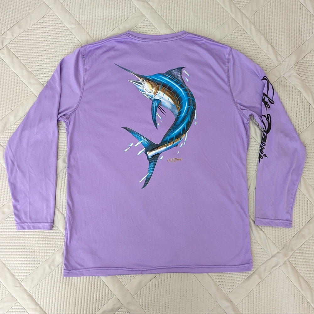 FH Davis Performance T-Shirt Size Large Long Sleeve Swardfish Purple